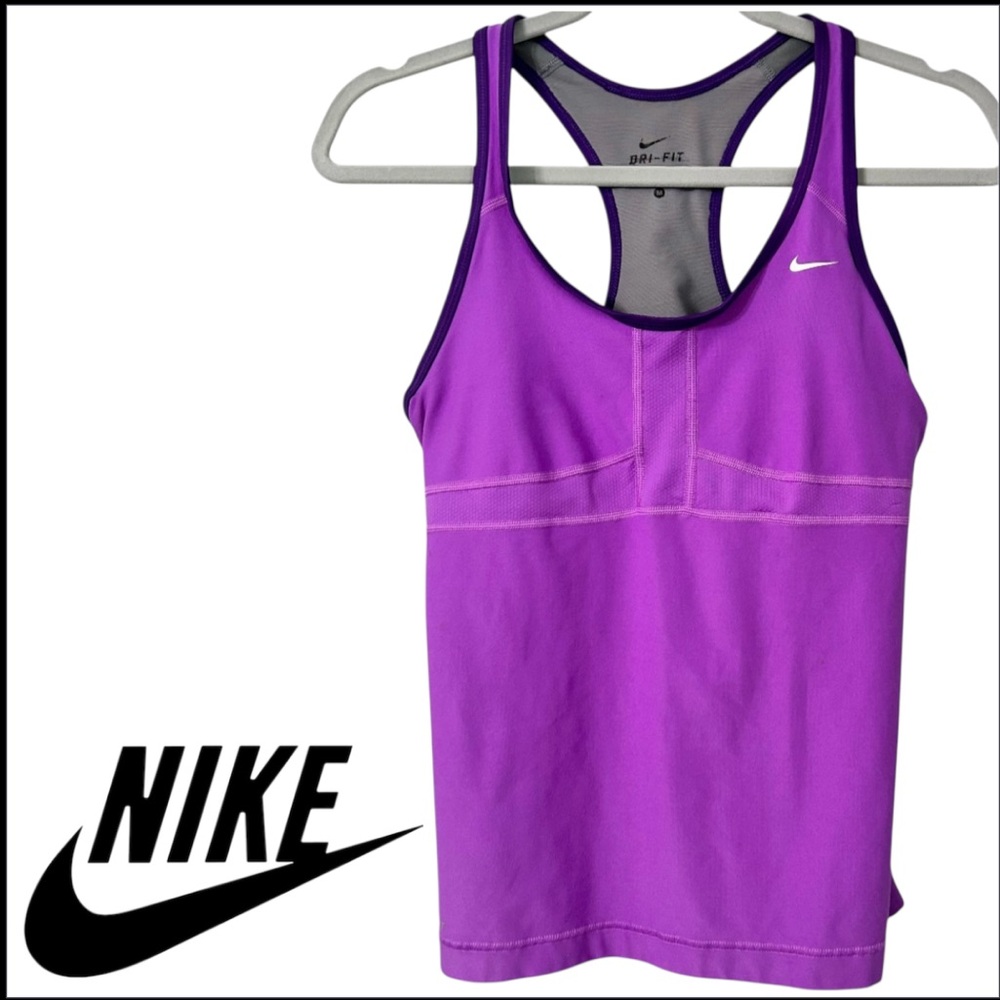 Nike Dedication Long Racerback Purple Tank Top Sports Bra Women’s Size Medium